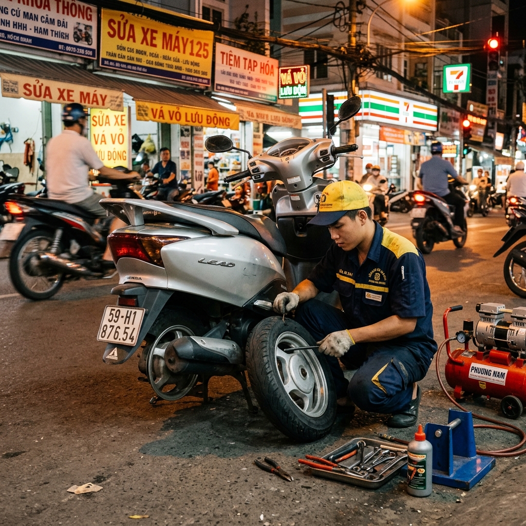 Vá lốp xe máy lưu động