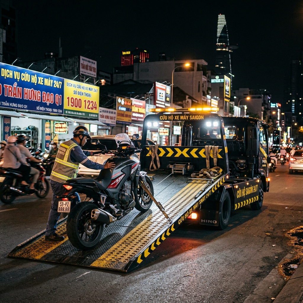 Kéo xe cứu hộ xe máy Sài Gòn
